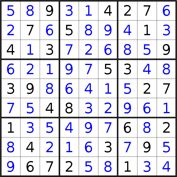 Sudoku solution for puzzle published on Saturday, 19th of August 2017
