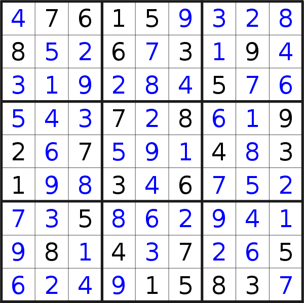 Sudoku solution for puzzle published on Monday, 21st of August 2017