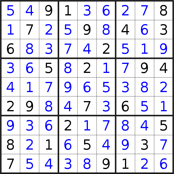 Sudoku solution for puzzle published on Tuesday, 22nd of August 2017