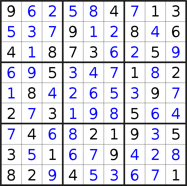 Sudoku solution for puzzle published on Wednesday, 23rd of August 2017