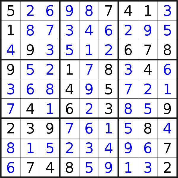 Sudoku solution for puzzle published on Thursday, 24th of August 2017