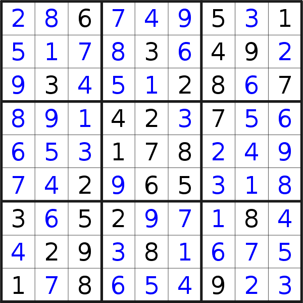 Sudoku solution for puzzle published on Saturday, 26th of August 2017