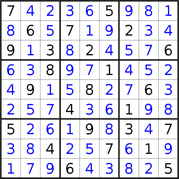 Sudoku solution for puzzle published on Tuesday, 29th of August 2017