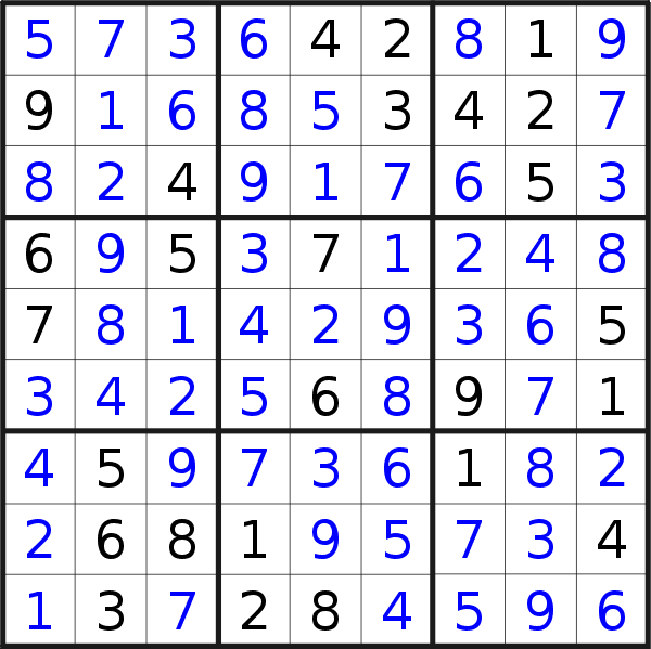 Sudoku solution for puzzle published on Wednesday, 30th of August 2017