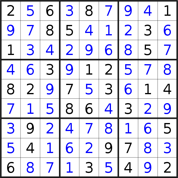 Sudoku solution for puzzle published on Thursday, 31st of August 2017