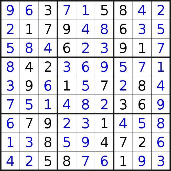 Sudoku solution for puzzle published on Saturday, 2nd of September 2017