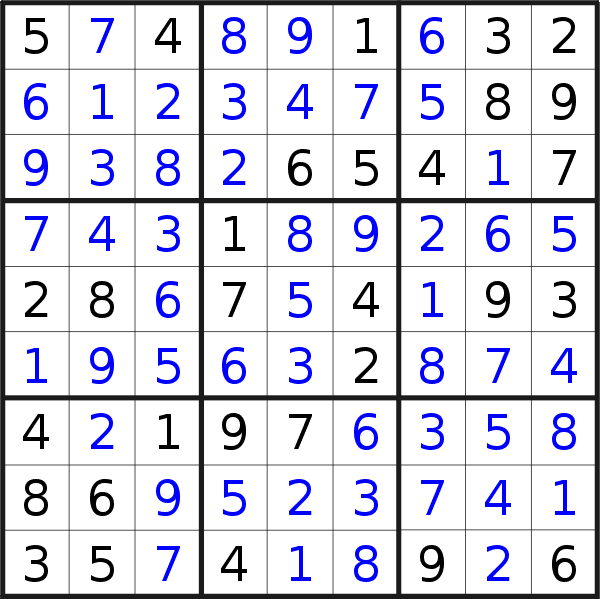 Sudoku solution for puzzle published on Monday, 4th of September 2017