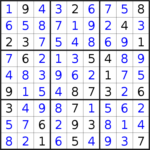 Sudoku solution for puzzle published on Thursday, 7th of September 2017