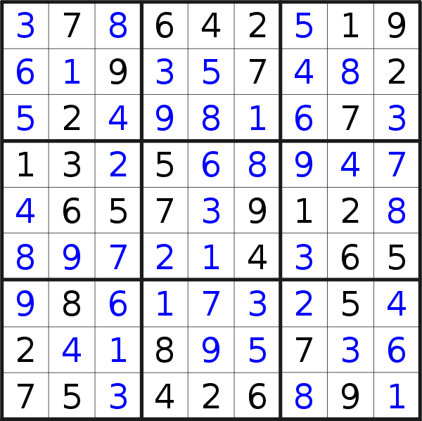Sudoku solution for puzzle published on Friday, 8th of September 2017