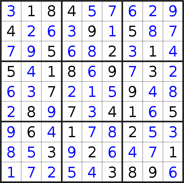 Sudoku solution for puzzle published on Saturday, 9th of September 2017