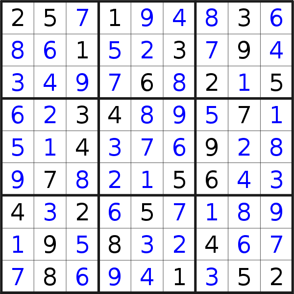 Sudoku solution for puzzle published on Thursday, 14th of September 2017
