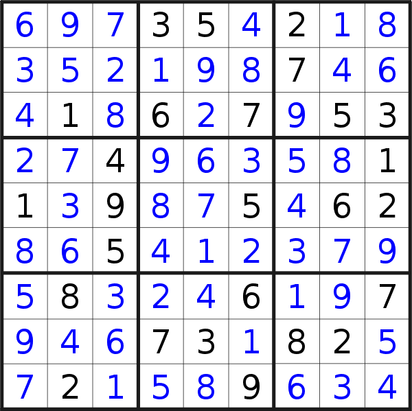 Sudoku solution for puzzle published on Friday, 15th of September 2017