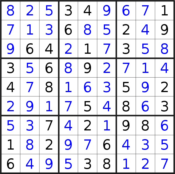 Sudoku solution for puzzle published on Saturday, 16th of September 2017
