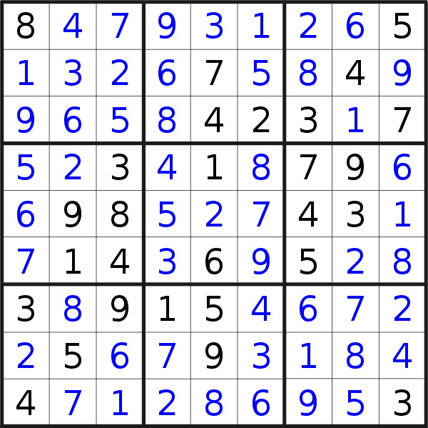 Sudoku solution for puzzle published on Sunday, 17th of September 2017