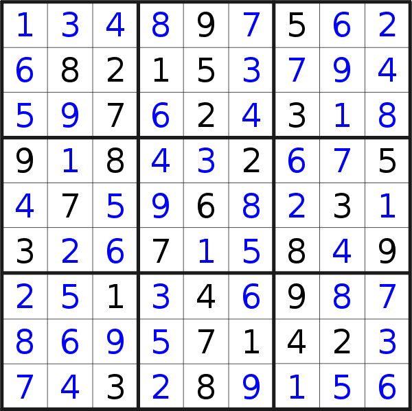 Sudoku solution for puzzle published on Tuesday, 19th of September 2017
