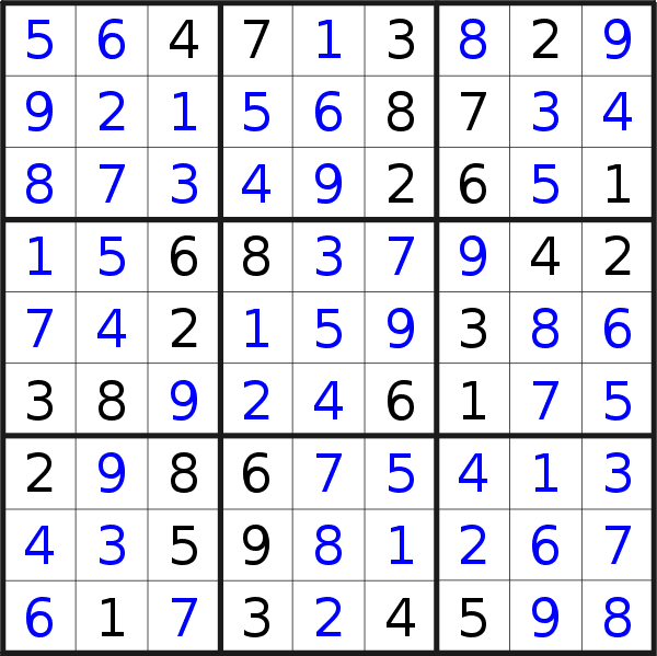 Sudoku solution for puzzle published on Wednesday, 20th of September 2017
