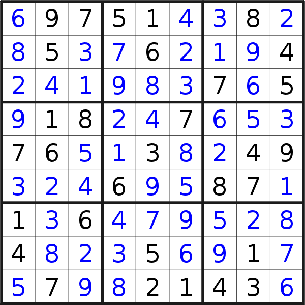 Sudoku solution for puzzle published on Monday, 25th of September 2017