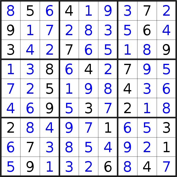 Sudoku solution for puzzle published on Tuesday, 26th of September 2017