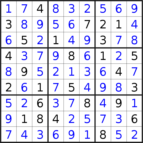 Sudoku solution for puzzle published on Friday, 29th of September 2017