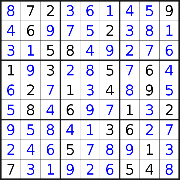Sudoku solution for puzzle published on Sunday, 1st of October 2017