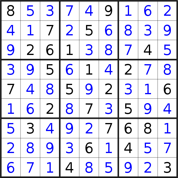 Sudoku solution for puzzle published on Saturday, 7th of October 2017