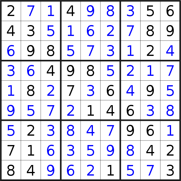 Sudoku solution for puzzle published on Wednesday, 11th of October 2017