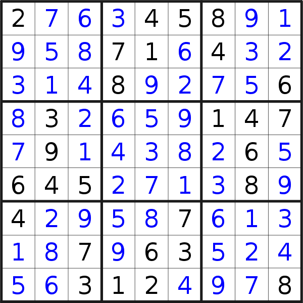 Sudoku solution for puzzle published on Friday, 13th of October 2017