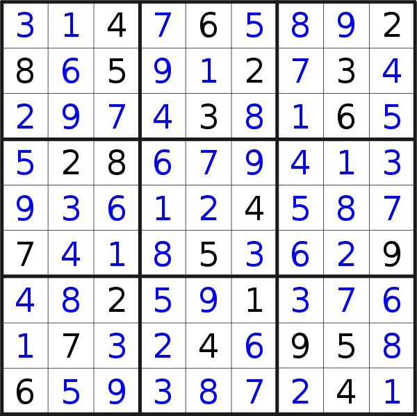 Sudoku solution for puzzle published on Saturday, 14th of October 2017