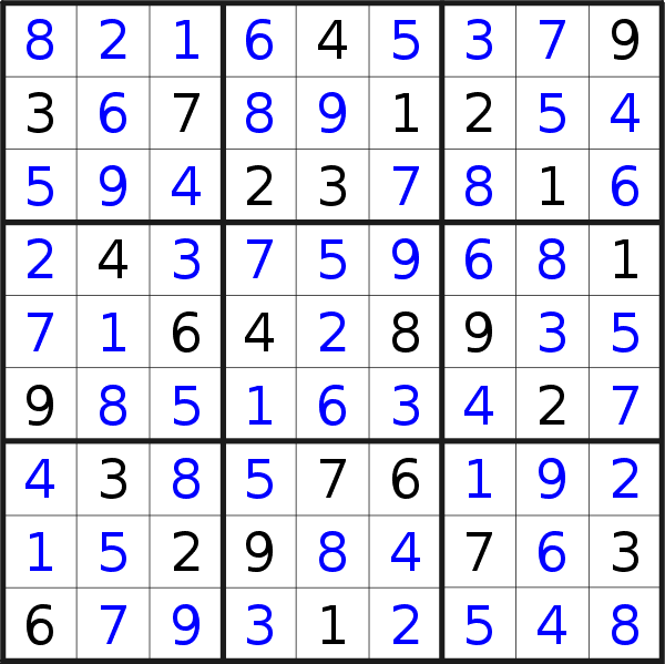 Sudoku solution for puzzle published on Sunday, 15th of October 2017