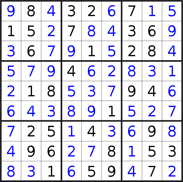 Sudoku solution for puzzle published on Monday, 16th of October 2017