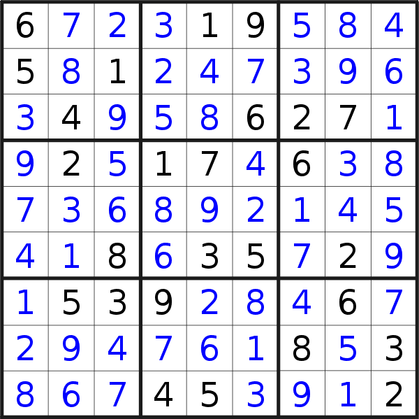 Soluzione del sudoku pubblicato martedì 17 ottobre 2017