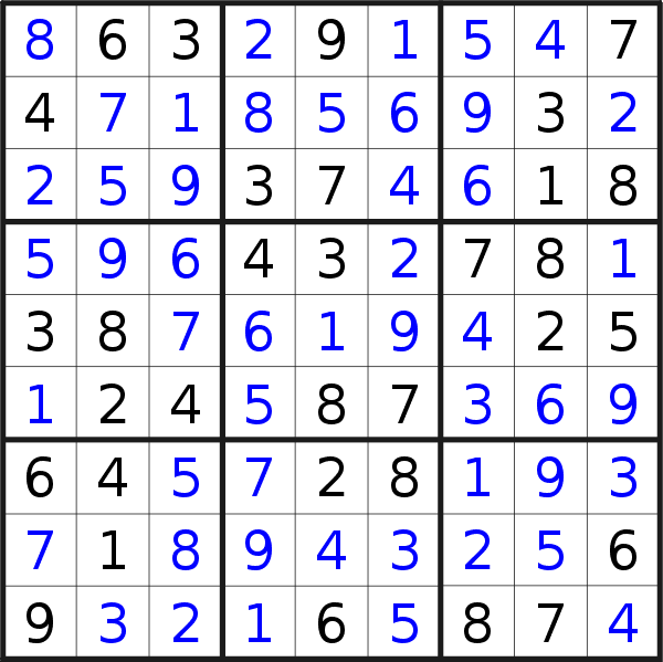 Sudoku solution for puzzle published on Thursday, 19th of October 2017
