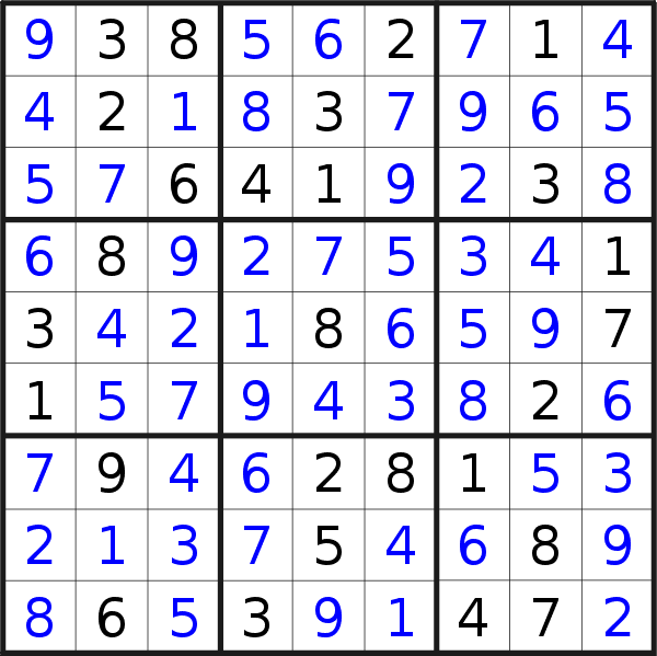 Sudoku solution for puzzle published on Friday, 20th of October 2017
