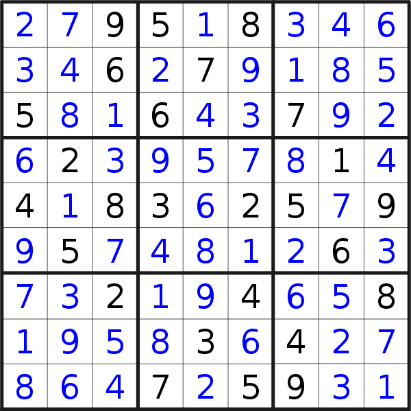 Sudoku solution for puzzle published on Saturday, 21st of October 2017