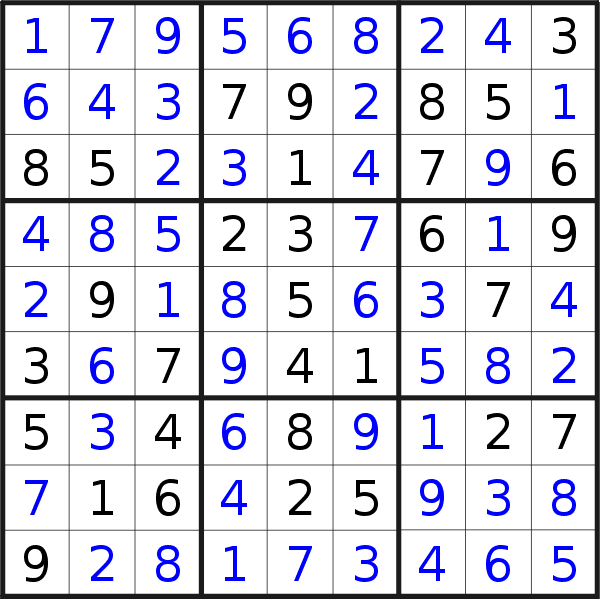 Sudoku solution for puzzle published on Monday, 23rd of October 2017