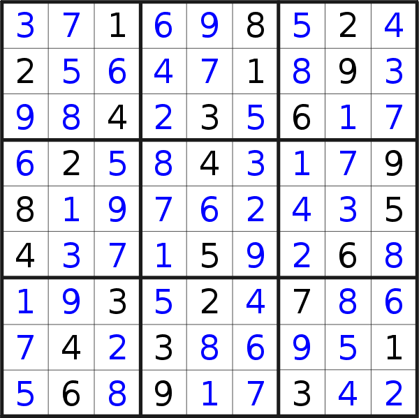 Sudoku solution for puzzle published on Wednesday, 25th of October 2017