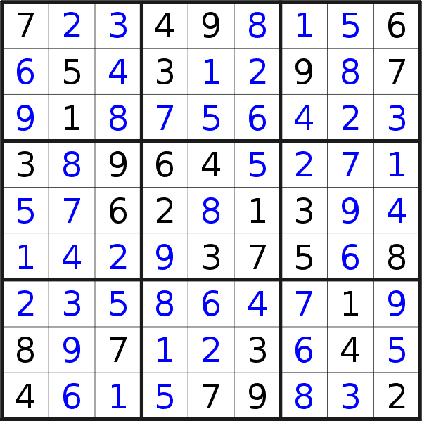 Sudoku solution for puzzle published on Thursday, 26th of October 2017