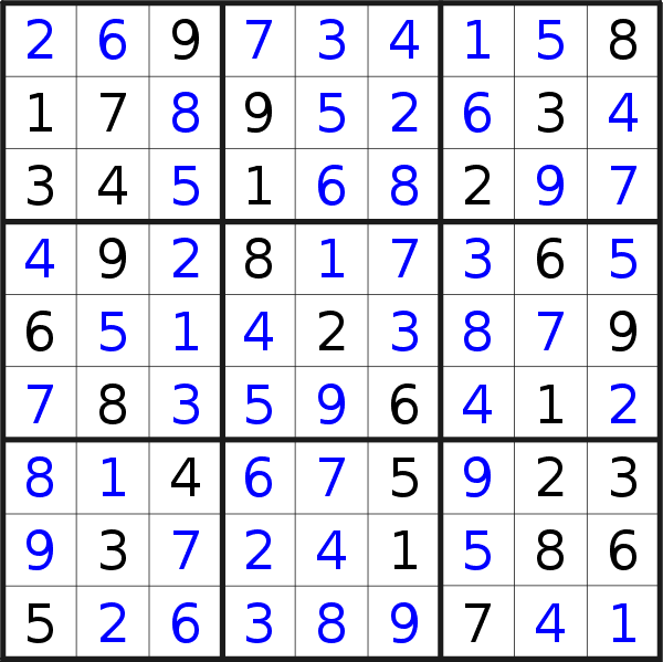 Sudoku solution for puzzle published on Saturday, 28th of October 2017