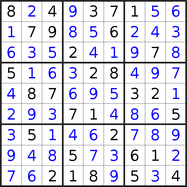 Sudoku solution for puzzle published on Sunday, 29th of October 2017