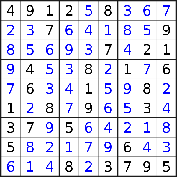 Sudoku solution for puzzle published on Wednesday, 1st of November 2017