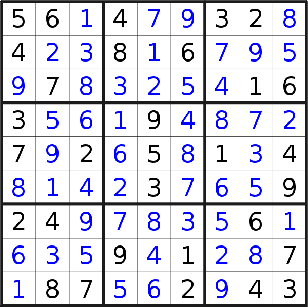 Sudoku solution for puzzle published on Friday, 3rd of November 2017