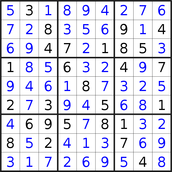 Sudoku solution for puzzle published on Monday, 6th of November 2017