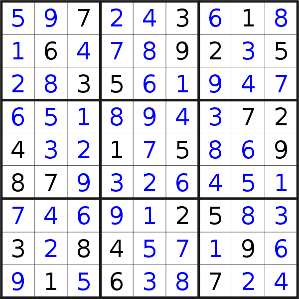 Sudoku solution for puzzle published on Thursday, 9th of November 2017