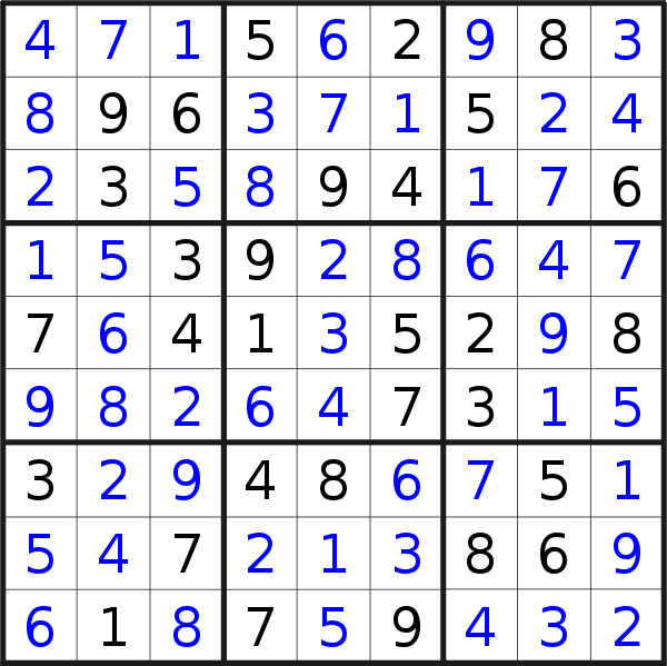Sudoku solution for puzzle published on Friday, 17th of November 2017