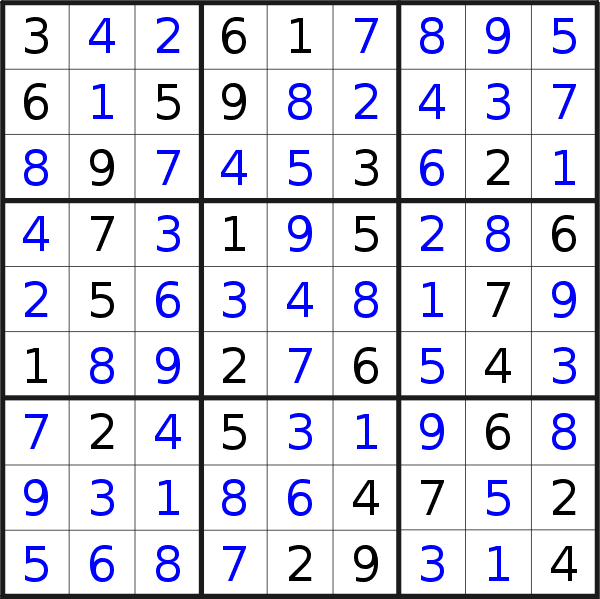 Sudoku solution for puzzle published on Monday, 27th of November 2017
