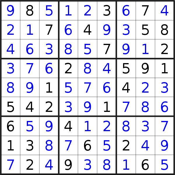 Sudoku solution for puzzle published on Friday, 1st of December 2017