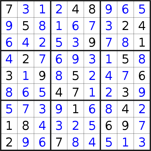 Sudoku solution for puzzle published on Saturday, 2nd of December 2017
