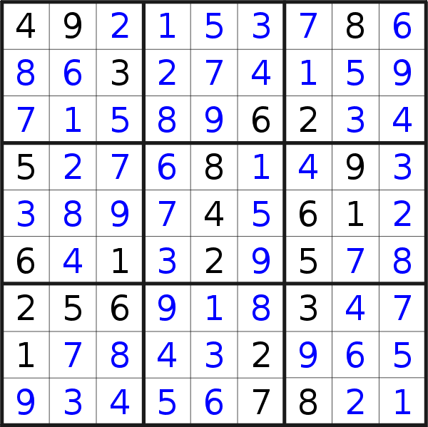 Sudoku solution for puzzle published on Thursday, 7th of December 2017