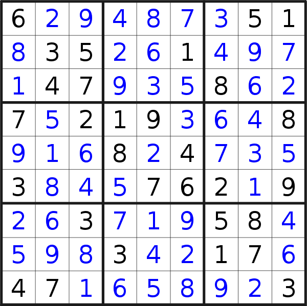 Sudoku solution for puzzle published on Friday, 8th of December 2017