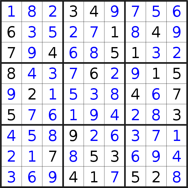 Sudoku solution for puzzle published on Monday, 11th of December 2017